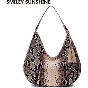 Womens Snake Print Grote Vrouwen Tassen Vintage Grote Hobo Bruine Schoudertas Vrouwelijke Portemonnee En Handtassen Dames Handtassen