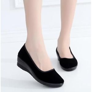 Cresfimix vrouwen mode sleehak zwart ballet schoenen dames toevallige dansschoenen cool slip op lente schoenen dames schoenen a5489