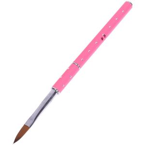 Roze Draagbare Lightweigt Slim Nail Art Acryl Borstel Metalen Handvat Met Diamond Kolinsky Magic Hair Potlood Voor Diy Nail Art