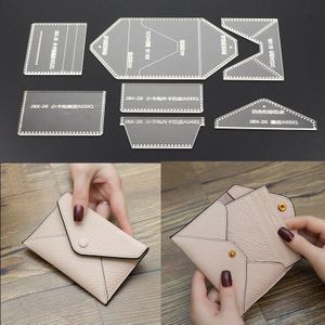 1Set Acryl Lederen Template Thuis Handwerk Leathercraft Naaien Patroon Gereedschap Accessoire Mannen Portemonnee Patroon 12*8*1cm