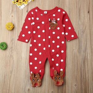 Brand Baby Rompertjes Pasgeboren Baby Jongens Meisjes Kerst Rendier Jumpsuit Puur Katoen Print Button Lange Mouwen