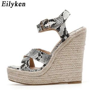 Eilyken Vrouwen Platform Sandalen Solid Hoge Hakken Wedges Espadrilles Dames Open Teen Sandalen Serpentine