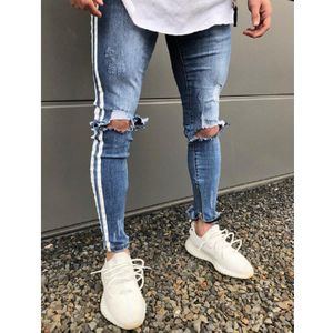 Mannen Ripped Knie Jeans Sport Slanke Broek Denin Broek Mannen