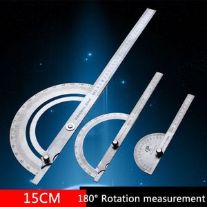 Roestvrij Staal Ronde Kop 180 Graden Gradenboog Hoekzoeker Rotary Meten Ruler Machinist Tool 15Cm Craftsman Heerser