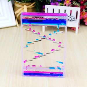 Vierkante Slide Drijvende Mix Gekleurde Olie Zandloper Waskolf Motion Timer Zintuiglijke Speelgoed Home Decor-Blauw + Roze