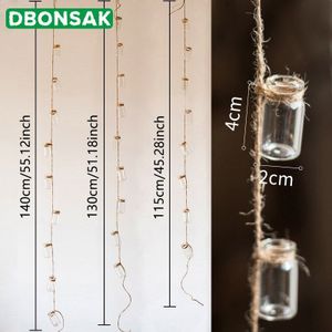 Muur Opknoping Vaas Handgemaakte Henneptouw Glazen Fles String Decoratieve Hanger Gordijn Hydrocultuur Plant Bloempot Woondecoratie