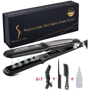 Dropshopping Stoom Stijltang 2 In 1 Keramische Vapor Haar Ijzer Professionele Salon Rechttrekken Curling Styling Tool