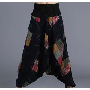 Unisex Toevallige Grote Grote Kruis Broek India Nepali Yoga Broek Chinese Stijl Mannen Dragen Zwart Blauw Rood Vintage Print Harem broek