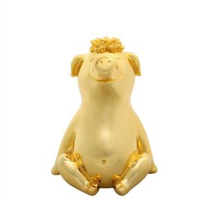 Creatieve Plating Goud Varken Spaarvarken Spaarpot Cartoon Hars Gouden Varken Spaarpot Home Decoratie Varken Jaar Desktop ornamenten