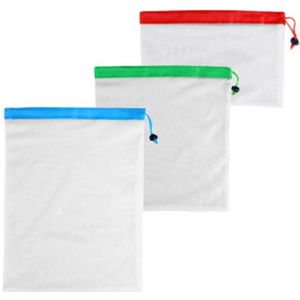 1/3Pcs Herbruikbare Mesh Produceren Bags Wasbare Zakken Voor Boodschappen Opslag Fruit Groente Speelgoed Diversen Organizer Opslag tas