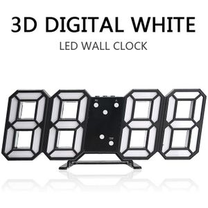 3D Zwart Wit Led Digitale Klok Elektronische Led Digitale Voice Alarm Muur/Tafel Klok Timer Usb Opladen Temperatuur Functie