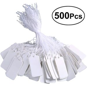 500Pcs Opknoping Tags Beschrijfbare Wit Papier Prijs Labels Markering Tags Prijskaartjes Voor Sieraden Product Kleding