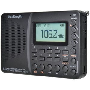 K-603 Drie Talen Display Draagbare Fm Card Digitale Radio Hifi Geluidskwaliteit Bluetooth 5.0 Radio Voor Laptops, Mobiele Telefoons