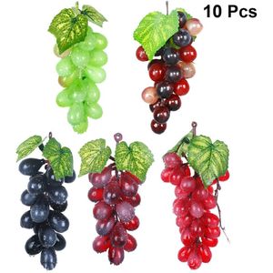 10Pcs Simulatie Plastic Kleurrijke Kunstmatige Fruit Props Foto Props Druiven Model Voor Winkel