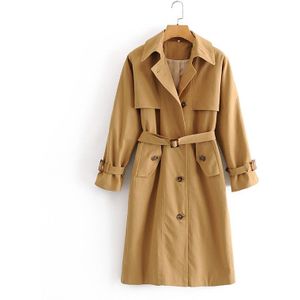 Tangada Vrouwen Engeland Stijl Lange Trenchcoat Met Riem Herfst Elegante Vrouwelijke Uitloper Windscherm QN18