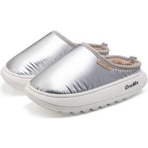 Onemix Winter Mannen Slippers Indoor Leuke Stijl Vrouwen Thuis Warme Katoen Plus Fluwelen Waterdicht Anti-Slip Rubberen Slippers