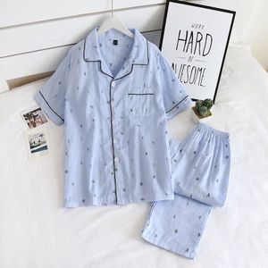 Mannen Zomer Korte Mouwen Pyjama Set Katoenen Pyjama Pijamas 2 Stuks Nachtkleding Set Zachte Comfortabele