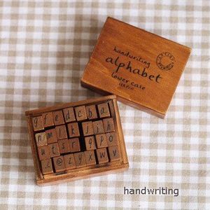 70Pcs Diy Aantal Alfabet Combinatie Brief Stempel Dagboek Ablum Bruiloft Letter Hout Rubber Stamp Set Met Vintage Houten Doos