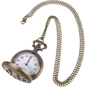 Vintage Stijl Antiek Zakhorloge Legering Brons Horloge Chain Dangle Ketting Dad Vaderdag