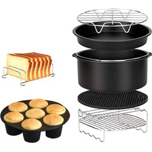 7 Stks/set 8 Inch Lucht Friteuse Accessoires Voor Airfryer 3.8QT-5.8QT Pizza Pan Cake Vat Stand Rack Holder