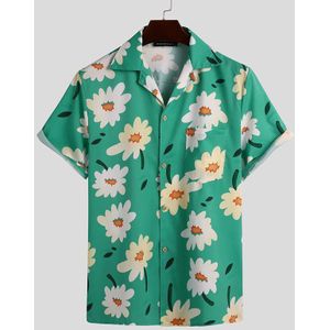 Incerun Zomer Mannen Hawaiian Shirt Strand Korte Mouw Bloemenprint Revers Streetwear Blouse Casual Camisa Masculina