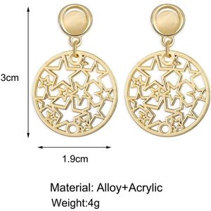 17Km Vintage Ster Maan Asymmetrische Oorbellen Voor Vrouwen Grote Gouden Dangle Earring Hollow Brincos Vrouwelijke Koreaanse sieraden