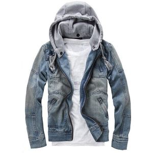 Mode Hooded Mannen Denim Jacket Slim Fit Casual Jeans Jas Mannen Afneembare Hoodies Autunm Windjack Gewassen Bovenkleding Streetwear