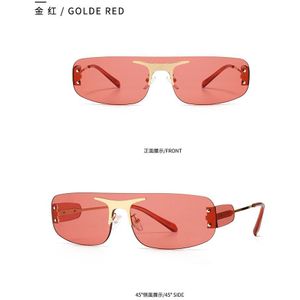 Vintage Metalen Randloze Rode Zonnebril Mannen Frameloze Vierkante Zonnebril Vrouwelijke Spiegel Shades Nx