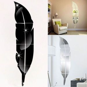Muur Kleven Veren Creatieve Diy 3D Veer Muursticker Acryl Moderne Spiegel Decal Blad Home Decor