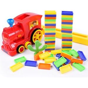 Domino Trein Auto Speelgoed Automatische Sets Up 60 Pcs Domino Met Laden Cartridge Lights & Geluid Speelgoed Cadeau Voor Kinderen kid