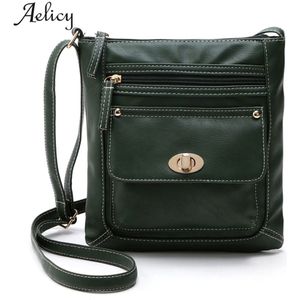 Aelicy Mode Effen Kleur Lederen Satchel Cross Body Rits Crossbody Schoudertassen Vrouwen Messenger Bags Handtas Rits