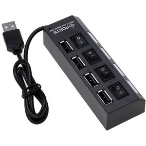 High Speed 4 Port Usb 2.0 Externe Multi Uitbreiding Hub Aan Uit Voor Schakelaar