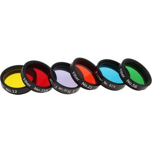 6Pack 1.25 Telescoop Oculair Lens Kleur Filter Set Kit Met Storage Case (Rood, Blauw, Geel, groen, Oranje, Skyglow &amp; Maan)