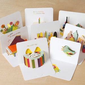 10 Stks/partij Creatieve Papier Carving Drie-Dimensionale Kaarten Verjaardagskaart Wenskaarten Vouwen Postcard Kinderen Kids Supply