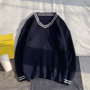 Truien Mannen Truien V-hals Preppy Stijl Koppels Alle-Wedstrijd Losse Chic Stijlvol Tieners Herfst Winter Leisure Ins Mode Retro bf