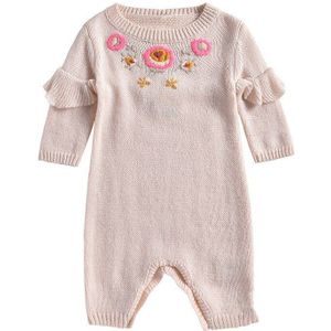 L & M Baby Meisjes Romper Winter Todder Jongens Knit Bloem Borduren Jumpsuits Pasgeboren Katoenen Kleding