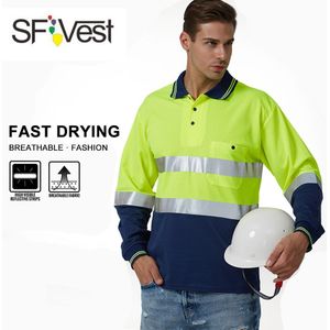 Sfvest Hoge Zichtbaarheid Veiligheid Werk Polo T-shirt Vochtafvoerende Stof Verwarmde Heldere Zilveren Reflecterende T-shirt