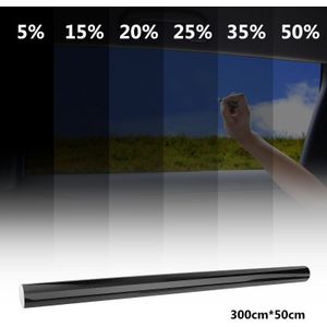 50X300Cm 5%-50% Zwarte Auto Thuis Raam Tint Film Glas Vlt Roll Auto Huis Commerciële Zonne bescherming Zomer Film Auto Sticker