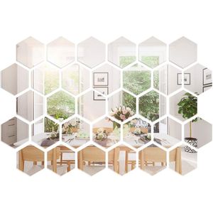 24 Stuks Verwijderbare Acryl Spiegel Instelling Muursticker Hexagon Spiegel Sticker Diy Muurstickers Voor Home Woonkamer Slaapkamer Decor