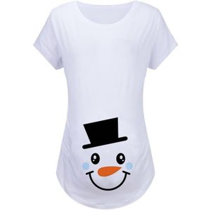 Vrouwen Korte Mouw Kerst Sneeuwman Print Losse Ronde Hals T-shirt Blouse Kinderen Chiffon Kinderen Overhemd 'S Wear