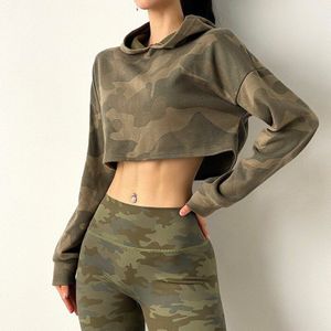 Camouflage Running Voor Fitness Leisure Middenrif Fleece Sneldrogende Sets Zijn Korte Paragraaf Kiel Blouse Lange Mouwen Vrouwen