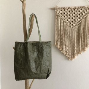 Dupont Papier Tote Bag Enkele Schouder Handtas Elegante Wasbare Tyvek Kraftpapier Boodschappentas Met Katoen Linnen Voering