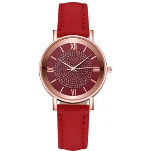 Stijl Sterrenhemel Wijzerplaat Horloges Voor Vrouwen Mode Romeinse Schaal Rhinestone Lederen Dames Quartz Horloge Vrouwelijke Polshorloge