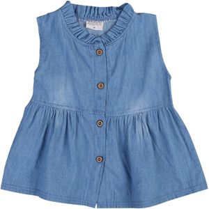 Pudcoco Baby Meisjes Denim Jurk Mouwloze Blauwe Katoenen Knoppen Up Cap Jurk Zomer Voor Pasgeboren Meisjes