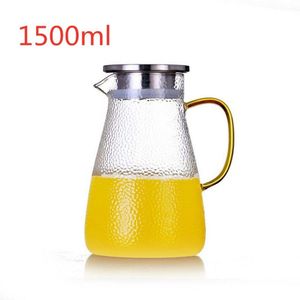1500/2000Ml Transparant Glas Water Kannen Hittebestendige Karaf Sap Thee Pot Pitcher Met Rvs Filter Beknopte keuken