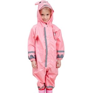3-10years Oude Polyester Pu Waterdichte Regenjas Regenbroek Outdoor Wandelen Een Stuk Pak Met Reflecterende Strips Kinderen Regenjas