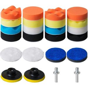 24Pcs 3-In Polijsten Pad Kit Sponge Buffing Pads Voor Auto Schuim Boor Auto Care Polijstmachine Buffing Kit voor Waxen Polijsten