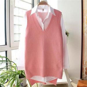 Lente Herfst Mouwloze Trui V-hals Gebreide Wollen Vest Vesten Voor Vrouwen Losse Casual Oversize Trui Vest Vrouwen