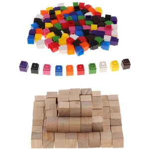 Kleurrijke Koppelen Blokjes, Houten Puzzels Blokken Cubes Educatief Tellen Speelgoed, Early Math Vaardigheden, 2 Packs 100x
