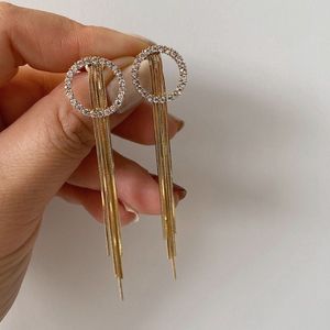 Mengjiqiao Koreaanse Elegante Leuke Zirkoon Circle Tassel Oorbellen Voor Vrouwen Meisjes Mode Pendientes Sieraden